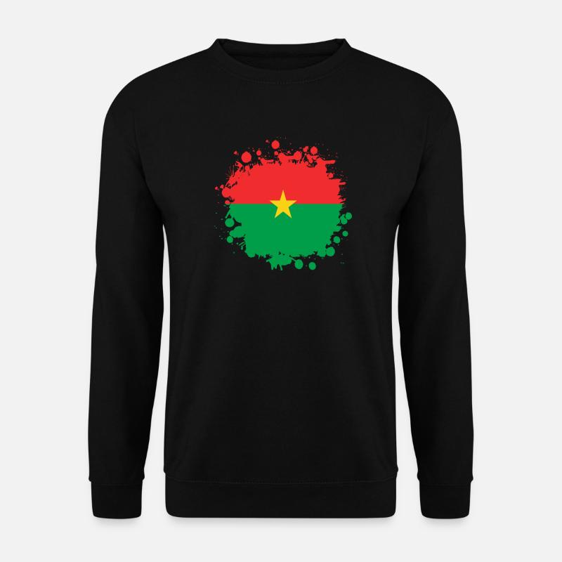 Burkina Faso Flaggen Klecks - Unisex Pullover - Schwarz