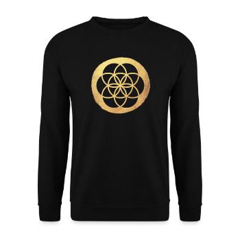 Gold Flower of Life Kreis Yoga Meditation Luxus - Unisex Pullover - Schwarz - Vorne - Alina (178cm) & Michal (187cm)