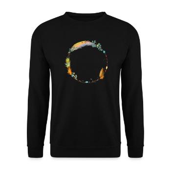 delicate frame made of feathers and ethno symbols - Unisex Sweatshirt - black - Front - Alina (178cm) & Michal (187cm)