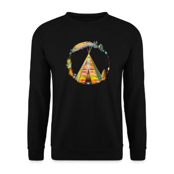 fantastically beautiful colorful teepee tent in the frame - Unisex Sweatshirt - black - Front - Alina (178cm) & Michal (187cm)