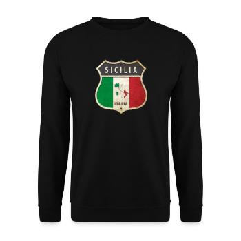 Sizilien Italien Wappen Flaggen Design - Unisex Pullover - Schwarz - Vorne - Alina (178cm) & Michal (187cm)