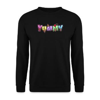 Eis Lecker Süßigkeiten Spruch Nachspeise Naschen - Unisex Pullover - Schwarz - Vorne - Alina (178cm) & Michal (187cm)