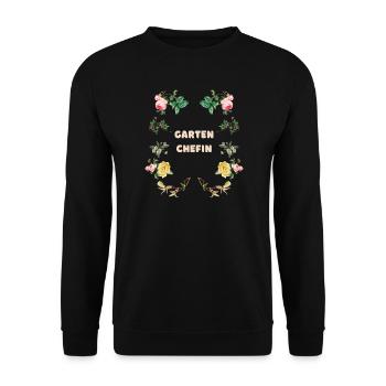 Garten Chefin Blumen Design - Unisex Pullover - Schwarz - Vorne - Alina (178cm) & Michal (187cm)