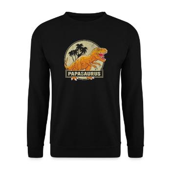 Papasaurus - Sweat-shirt Unisexe - noir - Devant - Alina (178cm) & Michal (187cm)
