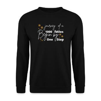 Eine Reise von tausend Meilen beginnt mit einem einzigen Schritt - Unisex Pullover - Schwarz - Vorne - Alina (178cm) & Michal (187cm)