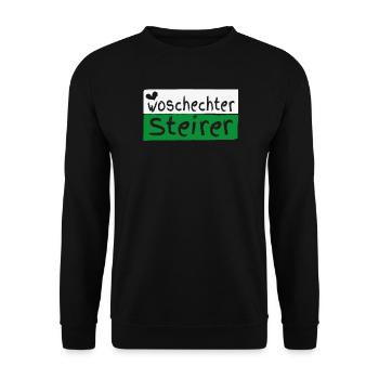 Woschechter Steirer, Steiermark, Mundart, Dialekt - Unisex Pullover - Schwarz - Vorne - Alina (178cm) & Michal (187cm)