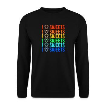 Dent sucrée J’adore les bonbons Déclaration Délicieux - Sweat-shirt Unisexe - noir - Devant - Alina (178cm) & Michal (187cm)