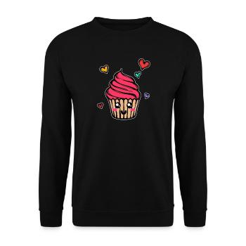 Cupcake Herz Backen Lecker Naschen Süßigkeiten - Unisex Pullover - Schwarz - Vorne - Alina (178cm) & Michal (187cm)