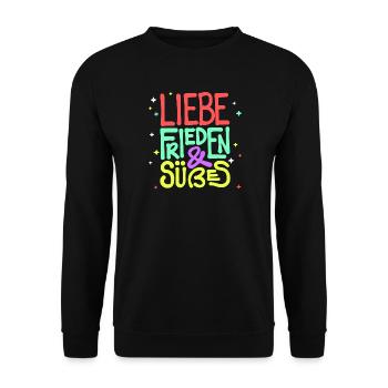 Naschen Lecker Naschkatzen Süßigkeiten Statement - Unisex Pullover - Schwarz - Vorne - Alina (178cm) & Michal (187cm)