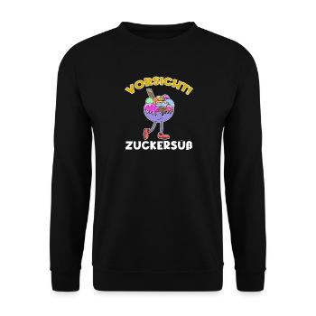 Süßigkeiten Schokolade Nachspeise Statement Lecker - Unisex Pullover - Schwarz - Vorne - Alina (178cm) & Michal (187cm)