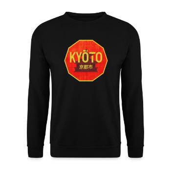 Kyoto Gate Retro Signet - Unisex Sweatshirt - black - Front - Alina (178cm) & Michal (187cm)