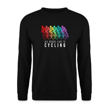 Alle Wege führen zum Radfahren - Unisex Pullover - Schwarz - Vorne - Alina (178cm) & Michal (187cm)