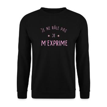 Je ne rale pas je m'exprime rose - Sweat-shirt Unisexe - noir - Devant - Alina (178cm) & Michal (187cm)