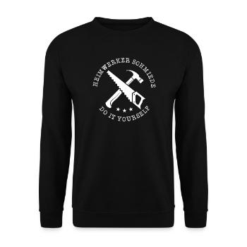 Heimwerker Handwerker Symbol Säge Hammer Logo icon - Unisex Pullover - Schwarz - Vorne - Alina (178cm) & Michal (187cm)