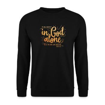 My soul finds rest in God alone - Unisex Sweatshirt - black - Front - Alina (178cm) & Michal (187cm)