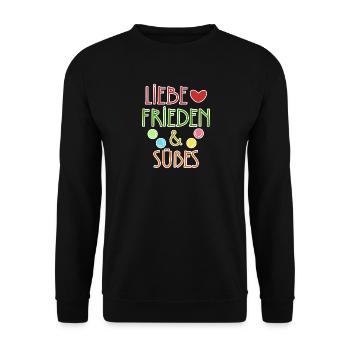 Süßigkeiten Naschkatzen Lecker Bonbon Statement - Unisex Pullover - Schwarz - Vorne - Alina (178cm) & Michal (187cm)