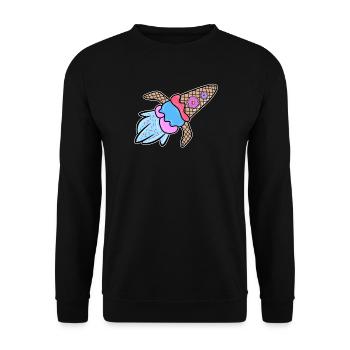 Eis Donut Lecker Nachspeise Süßigkeiten Naschen - Unisex Pullover - Schwarz - Vorne - Alina (178cm) & Michal (187cm)
