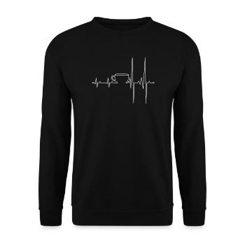 Café Heartbeat Line Art - Sweat-shirt Unisexe - noir - Devant - Alina (178cm) & Michal (187cm)