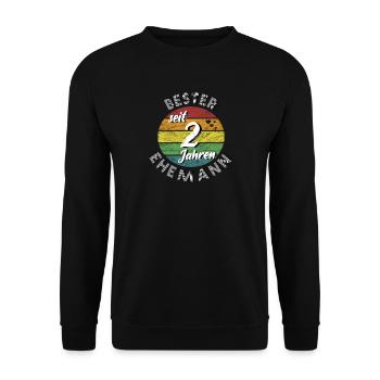 bester Ehemann seit 2 Jahren 2. Hochzeitstag retro - Unisex Pullover - Schwarz - Vorne - Alina (178cm) & Michal (187cm)