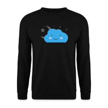 Kawaii cloud and starry sky - Unisex Sweatshirt - black - Front - Alina (178cm) & Michal (187cm)