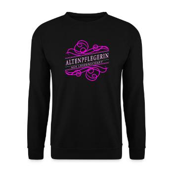 Altenpflegerin aus Leidenschaft - Unisex Pullover - Schwarz - Vorne - Alina (178cm) & Michal (187cm)
