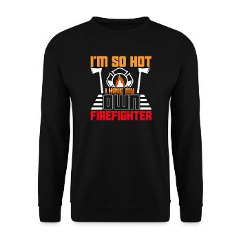 I'm so hot – own firefighter - Unisex Sweatshirt - black - Front - Alina (178cm) & Michal (187cm)