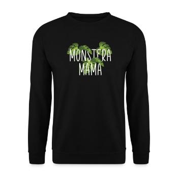 Monstera Mama Pflanzenmama Geschenk Fensterblatt - Unisex Pullover - Schwarz - Vorne - Alina (178cm) & Michal (187cm)