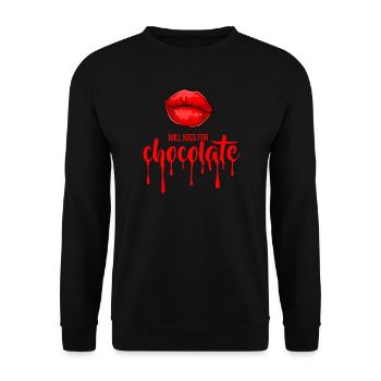 Will kiss for chocolate (dark) - Unisex Sweatshirt - black - Front - Alina (178cm) & Michal (187cm)