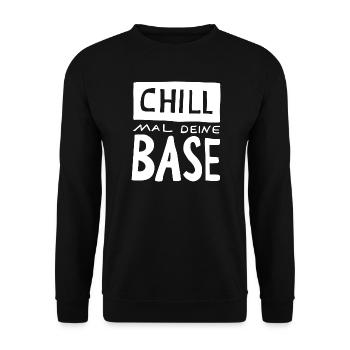 retro T-Shirt Chill mal deine Base - Unisex Pullover - Schwarz - Vorne - Alina (178cm) & Michal (187cm)
