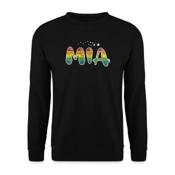 First name Mia Maiden name gift - Unisex Sweatshirt - black - Front - Alina (178cm) & Michal (187cm)