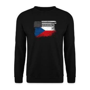 Drapeau Fusion US Tchèque - Sweat-shirt Unisexe - noir - Devant - Alina (178cm) & Michal (187cm)