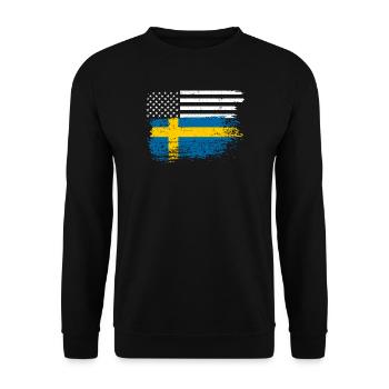 Flagge Fusion: US Nordic Brush - Unisex Pullover - Schwarz - Vorne - Alina (178cm) & Michal (187cm)