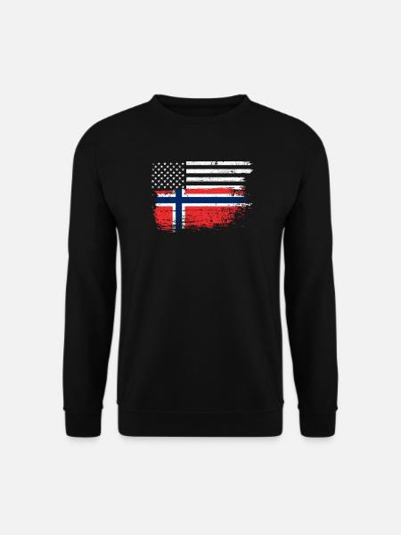 Grunge USA Norway Flag Mash - Unisex Sweatshirt - black