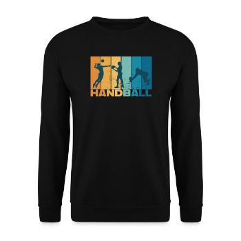 Handball Handballer Vintage Geschenk - Unisex Pullover - Schwarz - Vorne - Alina (178cm) & Michal (187cm)