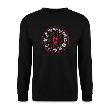 Astrologie Galaxie Sternbild Steinbock Esoterik - Unisex Pullover - Schwarz - Vorne - Alina (178cm) & Michal (187cm)