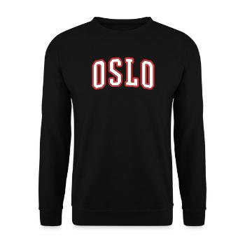 Oslo Varsity City Logo Print - Unisex Sweatshirt - black - Front - Alina (178cm) & Michal (187cm)