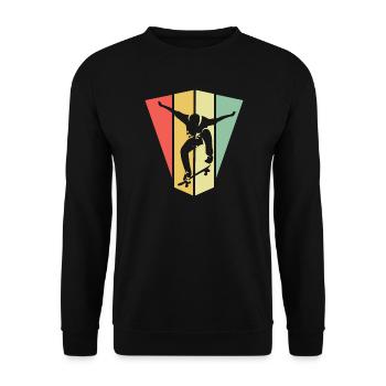 skate skateboarding symbol retro vintage Olli icon - Unisex Pullover - Schwarz - Vorne - Alina (178cm) & Michal (187cm)