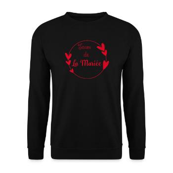 Team de la mariée contour cœurs rouges - Sweat-shirt Unisexe - noir - Devant - Alina (178cm) & Michal (187cm)