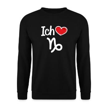 Astrologie Herz Steinbock Statement Horoskop - Unisex Pullover - Schwarz - Vorne - Alina (178cm) & Michal (187cm)