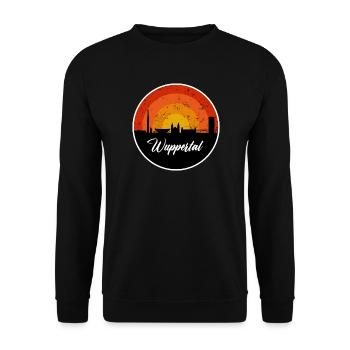Wuppertal Skyline Writing - Unisex Sweatshirt - black - Front - Alina (178cm) & Michal (187cm)
