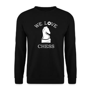 we love chess Symbol Schach rook Pferd Verein Logo - Unisex Pullover - Schwarz - Vorne - Alina (178cm) & Michal (187cm)