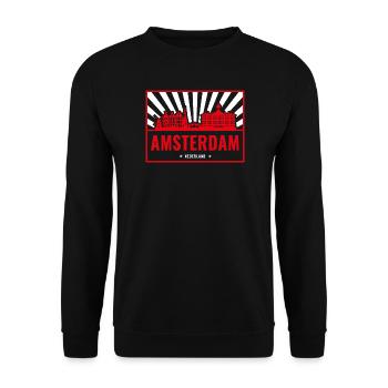 Amsterdam Skyline Rot Silhouette - Unisex Pullover - Schwarz - Vorne - Alina (178cm) & Michal (187cm)
