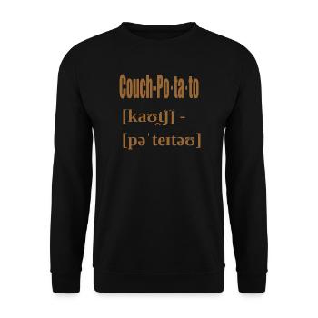 couch potato - Unisex Pullover - Schwarz - Vorne - Alina (178cm) & Michal (187cm)
