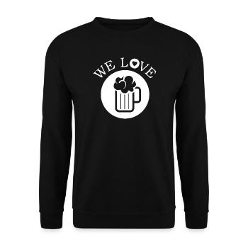 we love beer bier Krug Symbol Illustration Logo - Unisex Pullover - Schwarz - Vorne - Alina (178cm) & Michal (187cm)