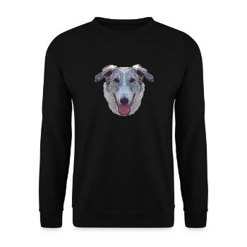 coole hundemotive, Barsoi gesicht - Unisex Pullover - Schwarz - Vorne - Alina (178cm) & Michal (187cm)