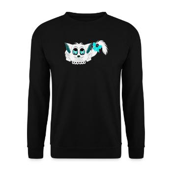 Geister-katze, Halloween Outfit, Mädchen - Unisex Pullover - Schwarz - Vorne - Alina (178cm) & Michal (187cm)