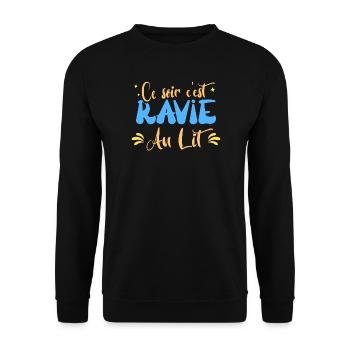 Ce soir c'est ravie au lit humour blague mariage - Sweat-shirt Unisexe - noir - Devant - Alina (178cm) & Michal (187cm)