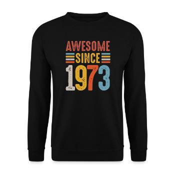 Awesome Since 1973 Retro Badge - Unisex Sweatshirt - black - Front - Alina (178cm) & Michal (187cm)