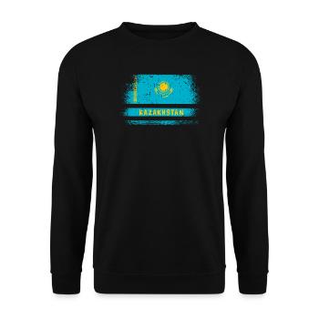 Design de drapeau vintage du Kazakhstan - Sweat-shirt Unisexe - noir - Devant - Alina (178cm) & Michal (187cm)