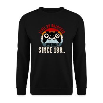 Level-30 Entsperrter Retro-Controller - Unisex Pullover - Schwarz - Vorne - Alina (178cm) & Michal (187cm)